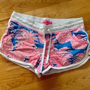 Lilly Pulitzer Chrissy Drawstring Beach Short in Blue Haven Little Flamenco